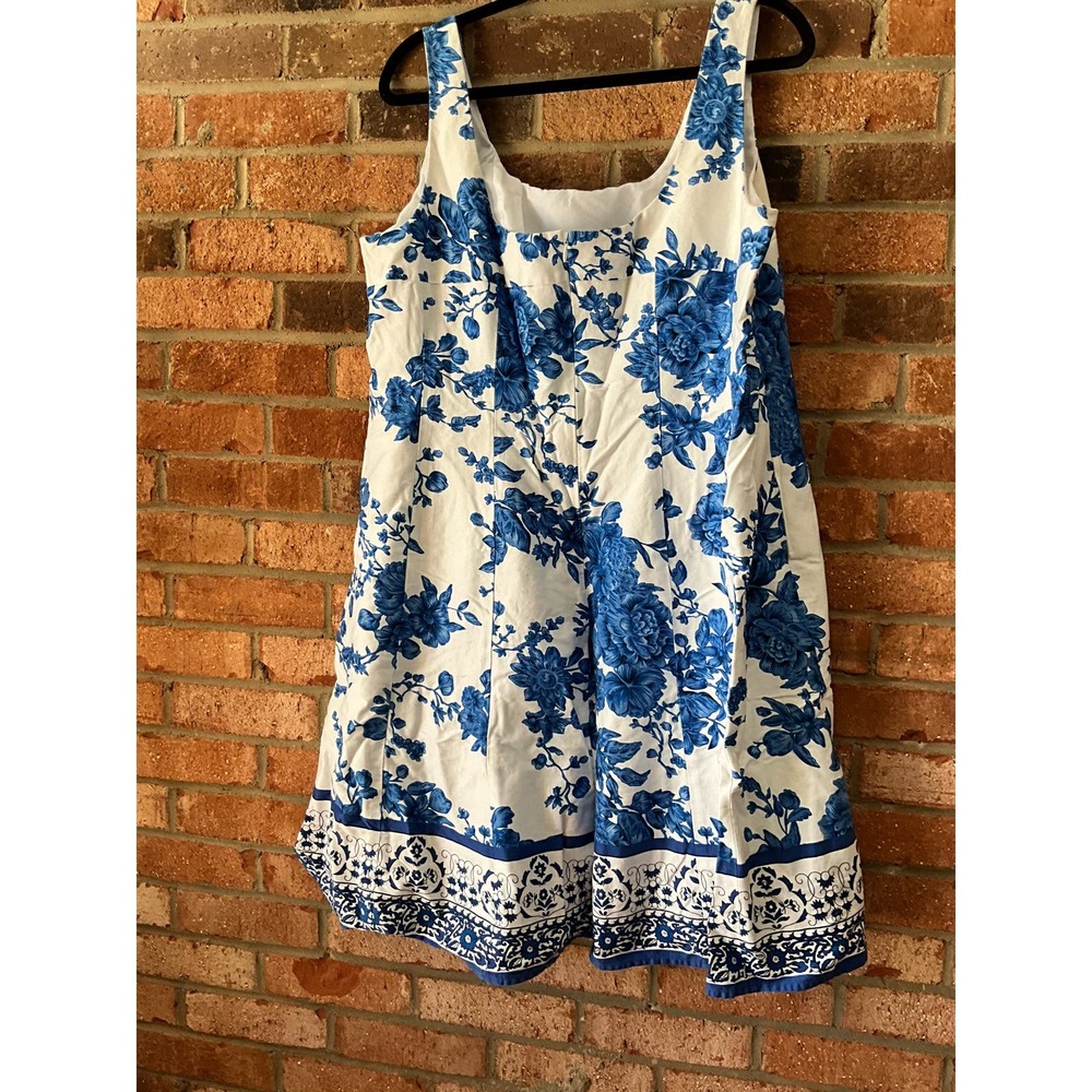 All new Directions Dress Plus Size 18w white blue floral